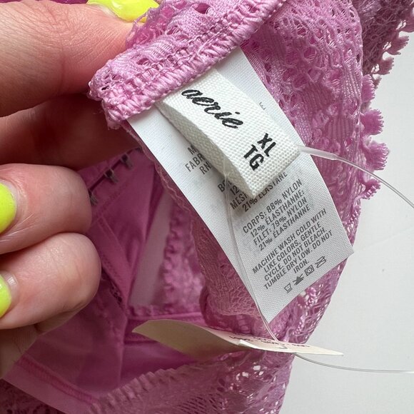 NWT Aerie Joy Lace Padded Longline Bralette Violet Willow Size XL NEW - Picture 7 of 12